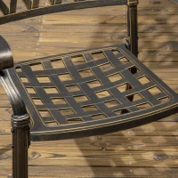 Outsunny 7 Pieces Patio Dining Set with Umbrella Hole, Cast Aluminum Outdoor Patio Furniture Set with 6 Cushioned Chairs and Rectangle Dining Table, for Garden, Lawn, Deck, Khaki(m-10)