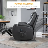 HOMCOM Multi-Pressure-Level Massage Chair with USB Charger, Back and Lumbar Support, Thick Armrests, Faux Leather Recliner Chair, 8-Point Massage Recliner, Charcoal Gray(m-5)