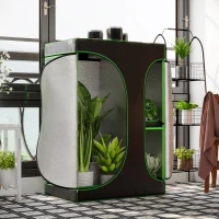 Outsunny 36" x 24" x 53" Mylar Hydroponic Grow Tent with Adjustable Vents and Floor Tray for Indoor Plant Growing, 3' x 2'(m-1)