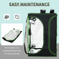 Outsunny 36" x 24" x 53" Mylar Hydroponic Grow Tent with Adjustable Vents and Floor Tray for Indoor Plant Growing, 3' x 2'(m-6)