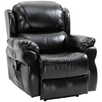 HOMCOM Vibration Massage Recliner Chair for Living Room with Heat,   Single Sofa, PU Leather Power Reclining Chair, Home Theater Seating with Footrest, Black(m-1)