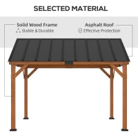 Outsunny 11' x 12' Hardtop Gazebo with Wooden Frame and Waterproof Asphalt Roof, Permanent Pavilion Gazebo Canopy, for Garden, Patio, Backyard, Deck, Porch, Brown(m-5)
