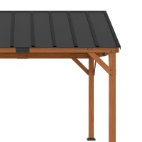 Outsunny 11' x 12' Hardtop Gazebo with Wooden Frame and Waterproof Asphalt Roof, Permanent Pavilion Gazebo Canopy, for Garden, Patio, Backyard, Deck, Porch, Brown(m-9)