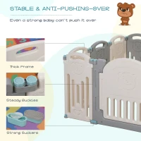 Qaba 14 PCs Baby Enclosure, Children Playpen Indoor Safety Gate Kids Activity Center Fence for Home Mom's Helper w/ Toy HDPE(m-7)