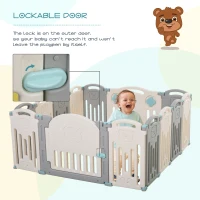 Qaba 14 PCs Baby Enclosure, Children Playpen Indoor Safety Gate Kids Activity Center Fence for Home Mom's Helper w/ Toy HDPE(m-5)