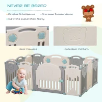 Qaba 14 PCs Baby Enclosure, Children Playpen Indoor Safety Gate Kids Activity Center Fence for Home Mom's Helper w/ Toy HDPE(m-9)