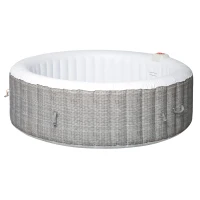 Outsunny 82''x26'' Inflatable Hot Tub Bubble Portable 4-6 People Spa Pool with Filter Pump ,White and Grey(m-2)