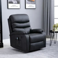 HOMCOM Ultra-Plush Massage Chair with Backrest Thick Armrests, Faux Leather Recliner Chair, 8-Point Massage Recliner, Black(m-2)