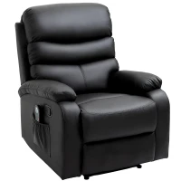 HOMCOM Ultra-Plush Massage Chair with Backrest Thick Armrests, Faux Leather Recliner Chair, 8-Point Massage Recliner, Black(m-1)