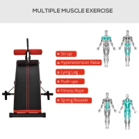 Soozier Training Bench Sit-Up Bench Abdominal Trainer Multifunction With Training Bands Fitness Steel Black(m-4)