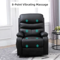 HOMCOM Ultra-Plush Massage Chair with Backrest Thick Armrests, Faux Leather Recliner Chair, 8-Point Massage Recliner, Black(m-4)