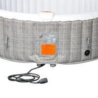 Outsunny 82''x26'' Inflatable Hot Tub Bubble Portable 4-6 People Spa Pool with Filter Pump ,White and Grey(m-9)