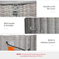 Outsunny 82''x26'' Inflatable Hot Tub Bubble Portable 4-6 People Spa Pool with Filter Pump ,White and Grey(m-7)