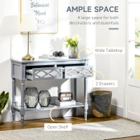 HOMCOM Vintage Console Table with Mirrored Drawers, Retro Sofa Table for Living Room, Hallway, Grey(m-4)