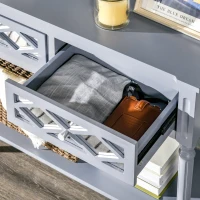 HOMCOM Vintage Console Table with Mirrored Drawers, Retro Sofa Table for Living Room, Hallway, Grey(m-8)