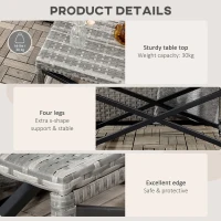 Outsunny Patio Wicker End Table, Outdoor PE Rattan Side Table, with Plastic Board Under the Full Woven Table Top for Patio, Garden, Balcony, Mixed Gray(m-6)