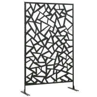 Outsunny Garden Privacy Screen, Decorative Outdoor Divider, Metal Privacy Screen with Stand, Irregular Fence Style, Black(m-2)