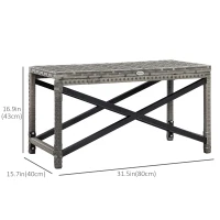 Outsunny Patio Wicker End Table, Outdoor PE Rattan Side Table, with Plastic Board Under the Full Woven Table Top for Patio, Garden, Balcony, Mixed Gray(m-3)