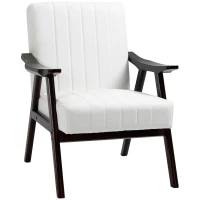 HOMCOM Soft Accent Chair Upholstered Arm Chair for Living Room Furniture Comfy Chair for Bedroom Living Room Chair White(m-1)