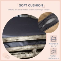 PawHut Wicker Dog House Outdoor with Canopy, Fancy Dog Bed Rattan Outside Dog Shelter with Water-Resistant Soft Cushion, Small Dog House for Medium Dogs(m-7)