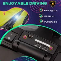 Aosom Licensed Lamborghini SIAN FKP 37 Kids Ride on Push Car, Ride Racer, Foot-to-floor Sliding Car with Music, Headlights, Under Seat Storage, for 18-48 Months, Green(m-5)