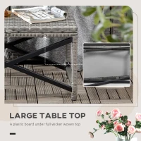 Outsunny Patio Wicker End Table, Outdoor PE Rattan Side Table, with Plastic Board Under the Full Woven Table Top for Patio, Garden, Balcony, Mixed Gray(m-5)