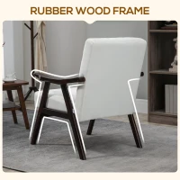 HOMCOM Soft Accent Chair Upholstered Arm Chair for Living Room Furniture Comfy Chair for Bedroom Living Room Chair White(m-5)