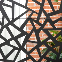 Outsunny Garden Privacy Screen, Decorative Outdoor Divider, Metal Privacy Screen with Stand, Irregular Fence Style, Black(m-10)