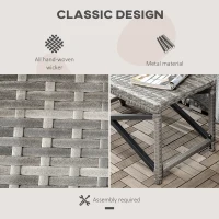 Outsunny Patio Wicker End Table, Outdoor PE Rattan Side Table, with Plastic Board Under the Full Woven Table Top for Patio, Garden, Balcony, Mixed Gray(m-4)