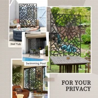 Outsunny Garden Privacy Screen, Decorative Outdoor Divider, Metal Privacy Screen with Stand, Irregular Fence Style, Black(m-6)