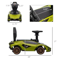 Aosom Licensed Lamborghini SIAN FKP 37 Kids Ride on Push Car, Ride Racer, Foot-to-floor Sliding Car with Music, Headlights, Under Seat Storage, for 18-48 Months, Green(m-3)