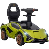 Aosom Licensed Lamborghini SIAN FKP 37 Kids Ride on Push Car, Ride Racer, Foot-to-floor Sliding Car with Music, Headlights, Under Seat Storage, for 18-48 Months, Green(m-1)