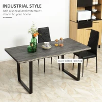 HOMCOM 63" Wavy-Edge Modern Dining Table for 6 People, Wooden Kitchen Table, Metal Legs, Rectangle Dinner Table, Gray(m-4)