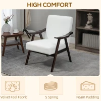 HOMCOM Soft Accent Chair Upholstered Arm Chair for Living Room Furniture Comfy Chair for Bedroom Living Room Chair White(m-4)