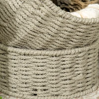 PawHut Handwoven Elevated Cat Bed with Soft Cushion & Cat Egg Chair Shape, Cat Basket Bed Kitty House with Stand, Raised Wicker Cat Bed for Indoor Cats, 23.5" H, Herbal Gray(m-7)