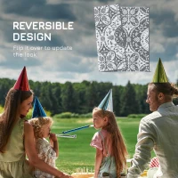 Outsunny 9x12 Waterproof Reversible Outdoor Rug for Camping, Backyard, Picnics, Beach, Deck Gray & White Floral(m-6)