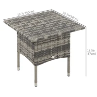 Outsunny 20" Patio Wicker Coffee Table, Outdoor Coffee Table with Plastic Board Underneath the Woven Tabletop for Patio, Garden, Balcony, Mixed Grey(m-3)