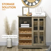 HOMCOM Sideboard Buffet Kitchen Buffet Cabinet with Wine Racks Sliding Glass Door Storage Shelves for Living Room Gray(m-5)