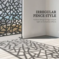 Outsunny Garden Privacy Screen, Decorative Outdoor Divider, Metal Privacy Screen with Stand, Irregular Fence Style, Black(m-4)