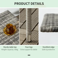 Outsunny 20" Patio Wicker Coffee Table, Outdoor Coffee Table with Plastic Board Underneath the Woven Tabletop for Patio, Garden, Balcony, Mixed Grey(m-6)