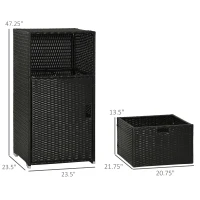Outsunny Outdoor Towel Rack & Pool Toy Cabinet/Hot Tub Accessory Storage, Waterproof PE Rattan Cabinet & Basket Drawer for Indoor, Swimming Pool, Spa, 24"x24"x47", Dark Brown(m-3)