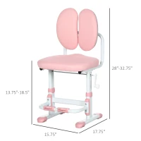 Qaba Ergonomic Kids Desk Chair with Thick Cushioning & Height Adjustment, Kids Computer Chair with Footrest, Childrens Chair, Kids Office Chair & Study Chair, Pink(m-3)