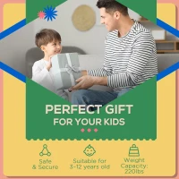 Qaba Ergonomic Kids Desk Chair with Thick Cushioning & Height Adjustment, Kids Computer Chair with Footrest, Childrens Chair, Kids Office Chair & Study Chair, Blue(m-6)