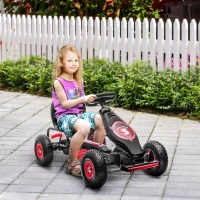 Aosom Kids Pedal Go Kart, Ergonomic Ride-on Toy Car with Durable Tread, Suspension System & Safety Brake, Red Pedal Car for Boys & Girls, Ages 5-12(m-1)