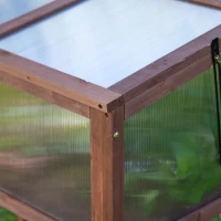 Outsunny 35"  x 20" x 36" Wooden Cold Frame Greenhouse, Garden Portable Raised Planter for Outdoor Indoor Use, Brown(m-9)