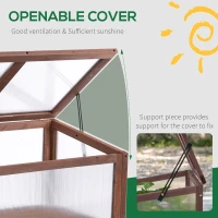 Outsunny 35"  x 20" x 36" Wooden Cold Frame Greenhouse, Garden Portable Raised Planter for Outdoor Indoor Use, Brown(m-5)