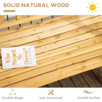 Outsunny Outdoor Wooden Bench, Patio Loveseat Chair with Stylish Pattern Backrest and Armrests for Yard, Lawn, Porch, Natural(m-6)