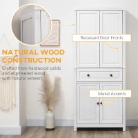 HOMCOM 72" Wood Kitchen Pantry Cabinet,Storage Organizer with Drawer and 2 Adjustable Shelves, Soft Close, White(m-4)