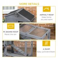 PawHut 65" Wooden Rabbit Hutch, Pet Playpen with Openable Roof, Storage Box, for Rabbits and Small Animals, Dark Grey(m-7)