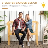 Outsunny Outdoor Wooden Bench, Patio Loveseat Chair with Stylish Pattern Backrest and Armrests for Yard, Lawn, Porch, Natural(m-5)